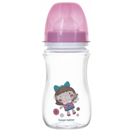 Бутылка с широким отверстием антиколикова Canpol EasyStart-Toys розовая 35/221