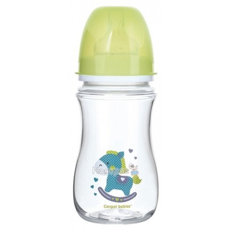 Бутылка с широким отверстием антиколикова Canpol babies EasyStart-Toys зеленая 35/221