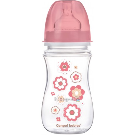 Бутылка с широким отверстием антиколикова Canpol babies EasyStart-Newborn baby розовая 35/217