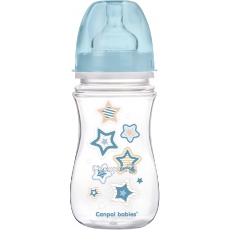 Бутылка с широким отверстием антиколикова Canpol babies EasyStart-Newborn baby синя 35/217