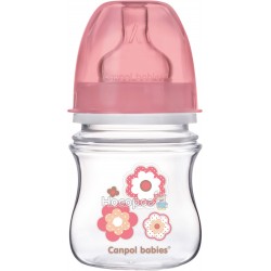 Бутылка с широким отверстием антиколикова Canpol babies EasyStart-Newborn baby розовая 35/216