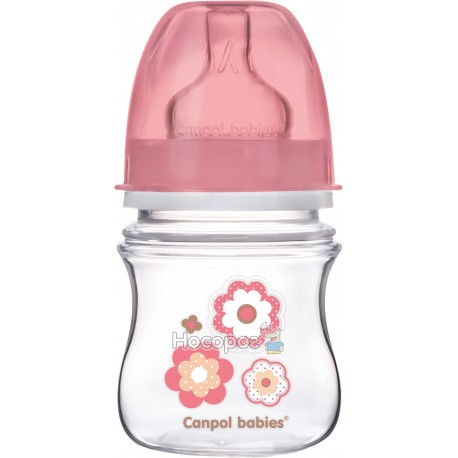 Бутылка с широким отверстием антиколикова Canpol babies EasyStart-Newborn baby розовая 35/216
