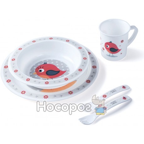 Набор посуды столовый Canpol - Птичка Cute Animals 4 / 401_red