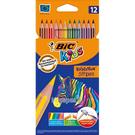 Карандаши цветные BIC Evolution Stripes 12 цветов 950522