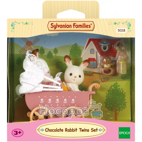 Ігровий набір Sylvanian Families "Шоколадні кроленята-двійнята у дитячому візку" 5018
