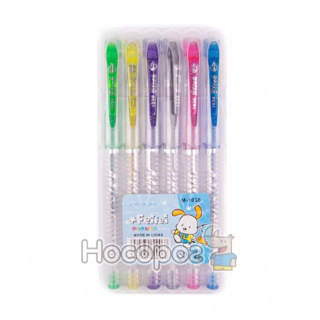Набір ручок з блискітками 6 кольорів M-1038