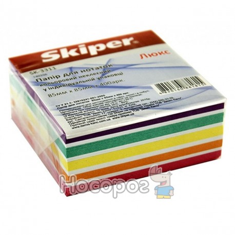 Бумага для заметок не клееная SKIPER SK-3 311 Люкс цветной блок (85 * 85/400)