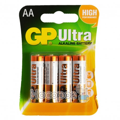 Батарейки АА GP Ultra alkaline battery 15AUMB-2U4 пальчик лужна 4891199027598 (40/320)