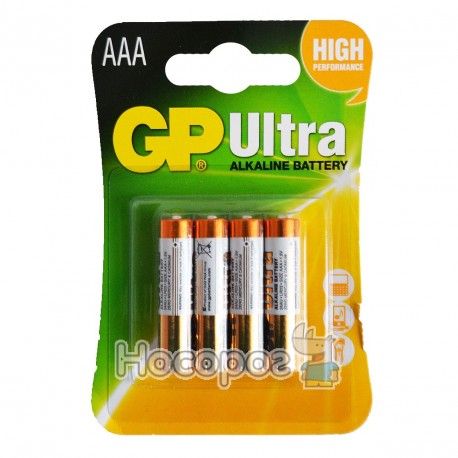 Батарейки ААА GP Ultra alkaline battery 24AUMB-2U4 мініпальчик лужна 4891199027659 (40/320)
