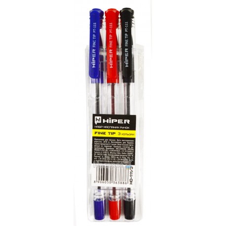 Ручки в наборі Hiper Max Writer HO-335/3 (чорна,червона,синя) (/_) кулькова