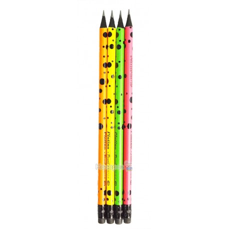 Олівці чорнографітні НВ з чорним ластиком, Кружечки, 4 кольори №56612-6 (288)