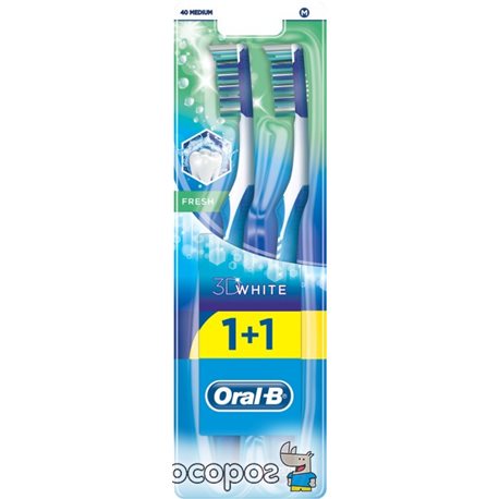 Набір зубних щіток Oral-B 1 + 1 3D White Свіжість середньої жорсткості (3014260022709)