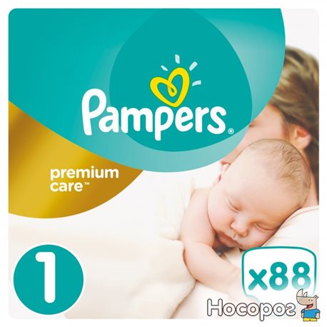 Підгузки Pampers Premium Care New Born Розмір 1 (Для новонароджених) 2-5 кг, 88 шт (4015400741602)