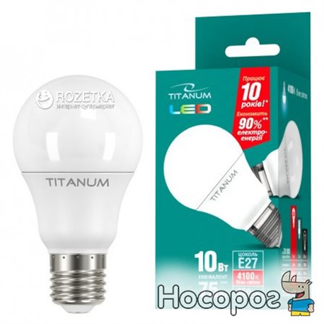 Светодиодная лампа LED Titanum A60 10W E27 4100K 220V (TLA6010274)