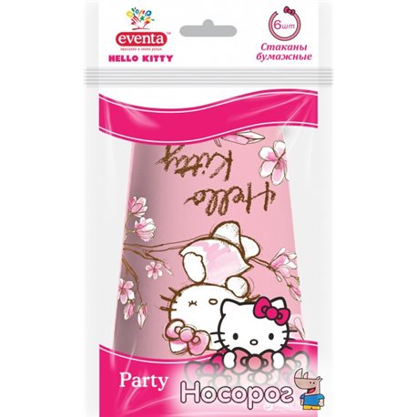 Стаканы Eventa Hello Kitty бумажные 250 мл 6 шт Розовые (38220404_4823071628098)