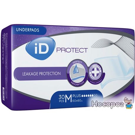 Одноразові пелюшки гігієнічні вбираючі iD Expert Protect Plus 60x60 см 30 шт (5414874003992_5411416047889)