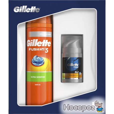 Подарочный Набор Gillette Fusion5 Sensitive (7702018478569) Гель для бритья Gillette Fusion5 200 мл + Бальзам после бритья Gille