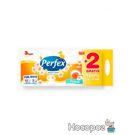 Туалетний папір Perfex 8 + 2 шт персик 3 шари (8600101745941)