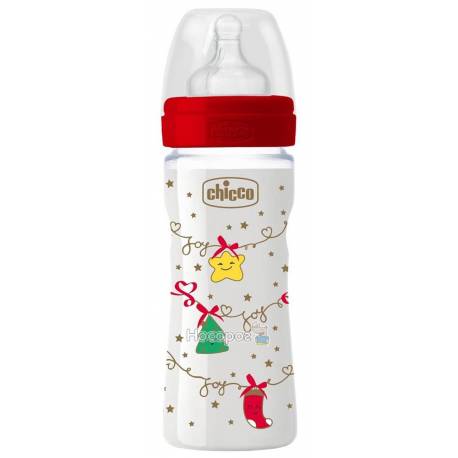 Пляшка пластикова Chicco Well-Being Christmas із силіконовою соскою 3200 мл 