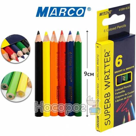 Карандаши цветные Marco 4100H-6CB (короткие) 