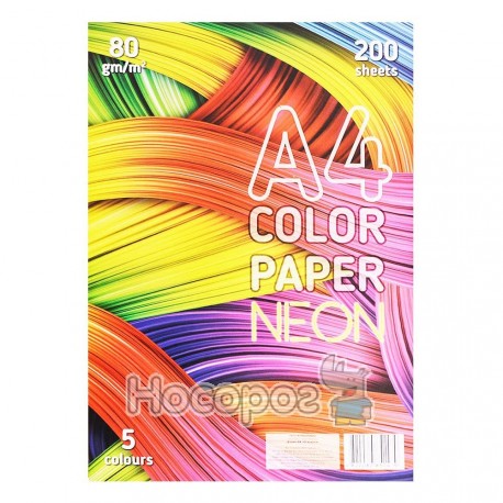  Папір кольоровий Color Paper неон 200 арк 5 кольорів