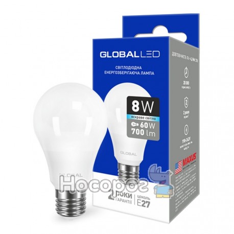 Лампа світлодіодна 1-GBL-162 A60 8W 4100K 220V E27 AL 