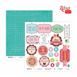 Бумага для скрапбукинга „Cake delicious“ 3, двусторонняя, 30,48х30,48см, 200г/м2, ROSA TALENT