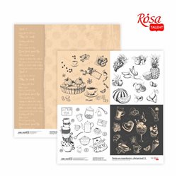 Бумага для скрапбукинга „Recipe book“ 6, двусторонняя, 30,48х30,48см, 200г/м2, ROSA TALENT