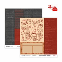 Бумага для скрапбукинга „Recipe book“ 5, двусторонняя, 30,48х30,48см, 200г/м2, ROSA TALENT