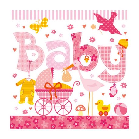Декупажние серветки "Baby", рожеві, 33 * 33 см, 18,5 г / м2, 20 шт, Ambiente