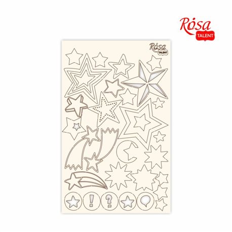 Чипборд для скрапбукинга Классический „Звезды“, белый картон, 12,6х20см, ROSA TALENT
