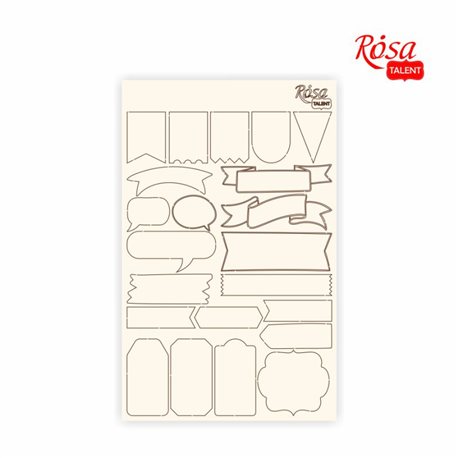 Чіпборд для скрапбукінгу Класичний "Теги", білий картон, 12,6х20см, ROSA TALENT