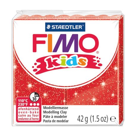 Пластика Fimo kids, Червона з блискітками, 42г, Fimo