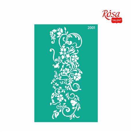Трафарет багаторазовий самоклеющийся, №2001, 13х20 см, Серія "Квіти", ROSA TALENT