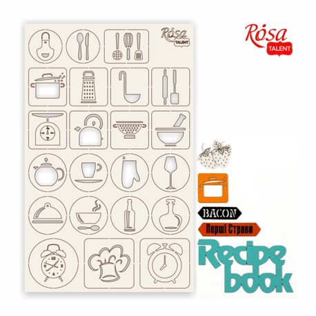 Чипборд для скрапбукинга "Recipe book" 2, белый картон, 12,6х20 см, ROSA TALENT