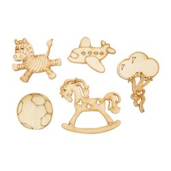 Набор заготовок для декорирования "Детские игрушки", фанера, 5 шт