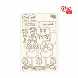 Чіпборд для скрапбукінгу "Cake delicious" 2, білий картон, 12,8х20см, ROSA TALENT