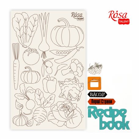 Чипборд для скрапбукинга "Recipe book" 3, белый картон, 12,6х20 см, ROSA TALENT