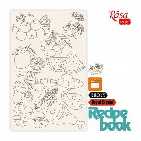 Чіпборд для скрапбукінгу "Recipe book" 4, білий картон, 12,6х20 см, ROSA TALENT