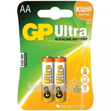 Батарейки пальчик щелочна АА GP Ultra alkaline battery 15AU-2UЕ2 