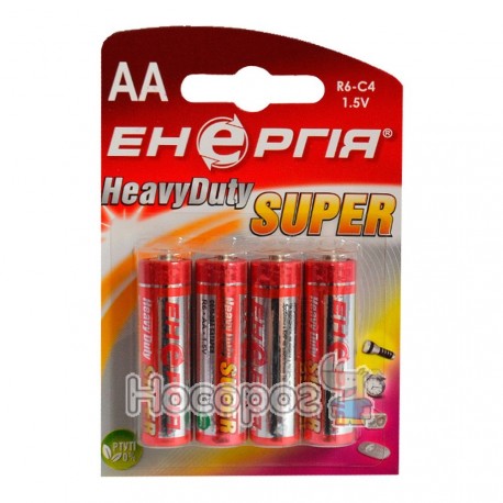 Батарейки Энергия АА 1.5V R6-С4 Heavy Duty Super пальчик