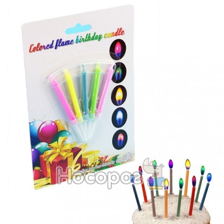 Набір свічок для торту 5162 Colored flame birthday candle (5свічок, кольорове полумя)