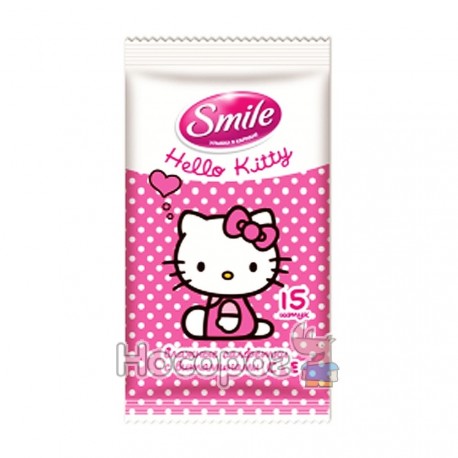 Влажные салфетки смайл Hello Kitty mix (15шт)