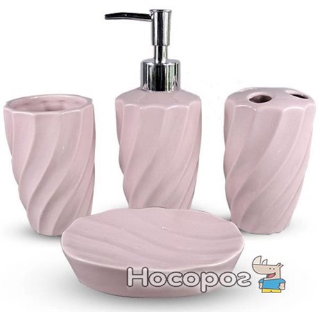 Набор аксессуаров Pure для ванной комнаты 4 предмета розовый керамика (psg_ST-888-139)