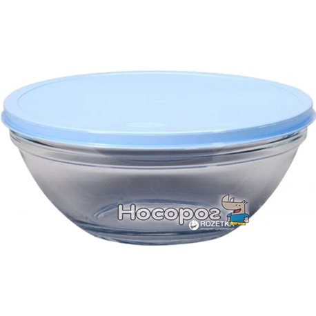 Салатник круглий Pasabahce Chef's з блакитною кришкою 23 см (53583 ПУ)