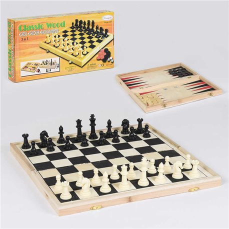 Шахи дерев'яні С 36816 (24) 3 в 1, в коробці