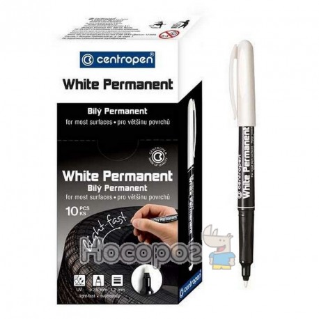 Маркер Centropen Permanent White 2686 1,2мм білий (10) ВВ