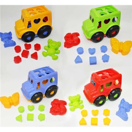 Детский набор игрушек: автобус с вкладышами, две пояса большие, 4 вида, 3