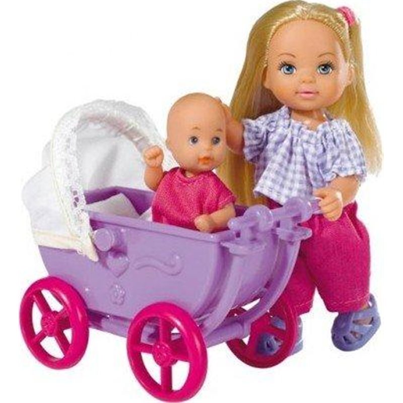 Фото Кукла Эви с малышом в коляске, 2 вида, 3