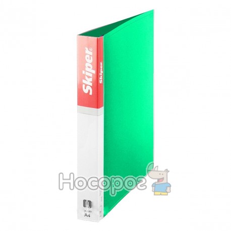Папка пластикова 4 кільця Skiper SK-649, 25мм, зелена 410947